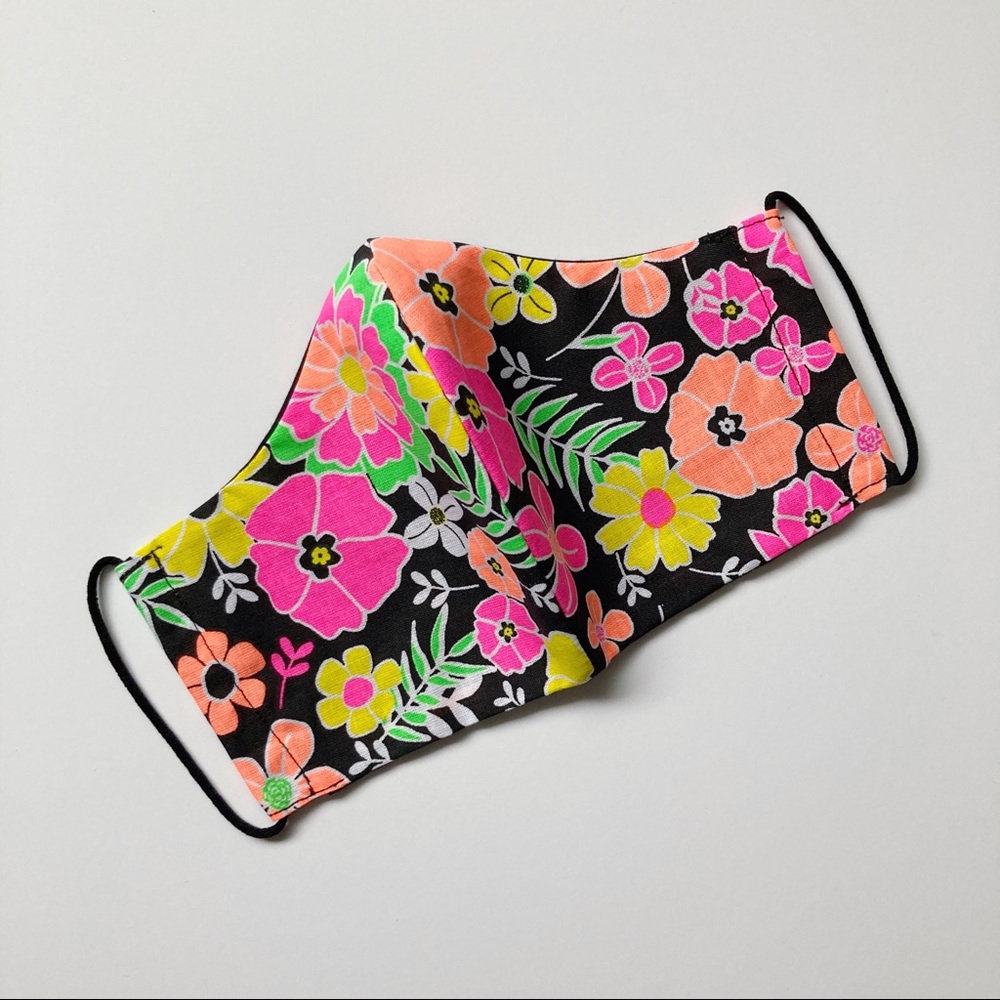 Neon Floral Fabric Face Mask w/ Filter Pocket